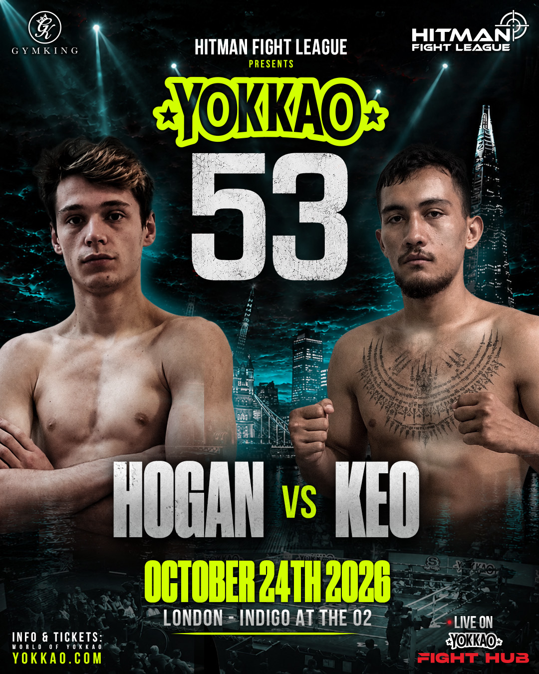 YOKKAO 53 Muay Thai — Alex Keo vs Tyler Horgan matchup poster