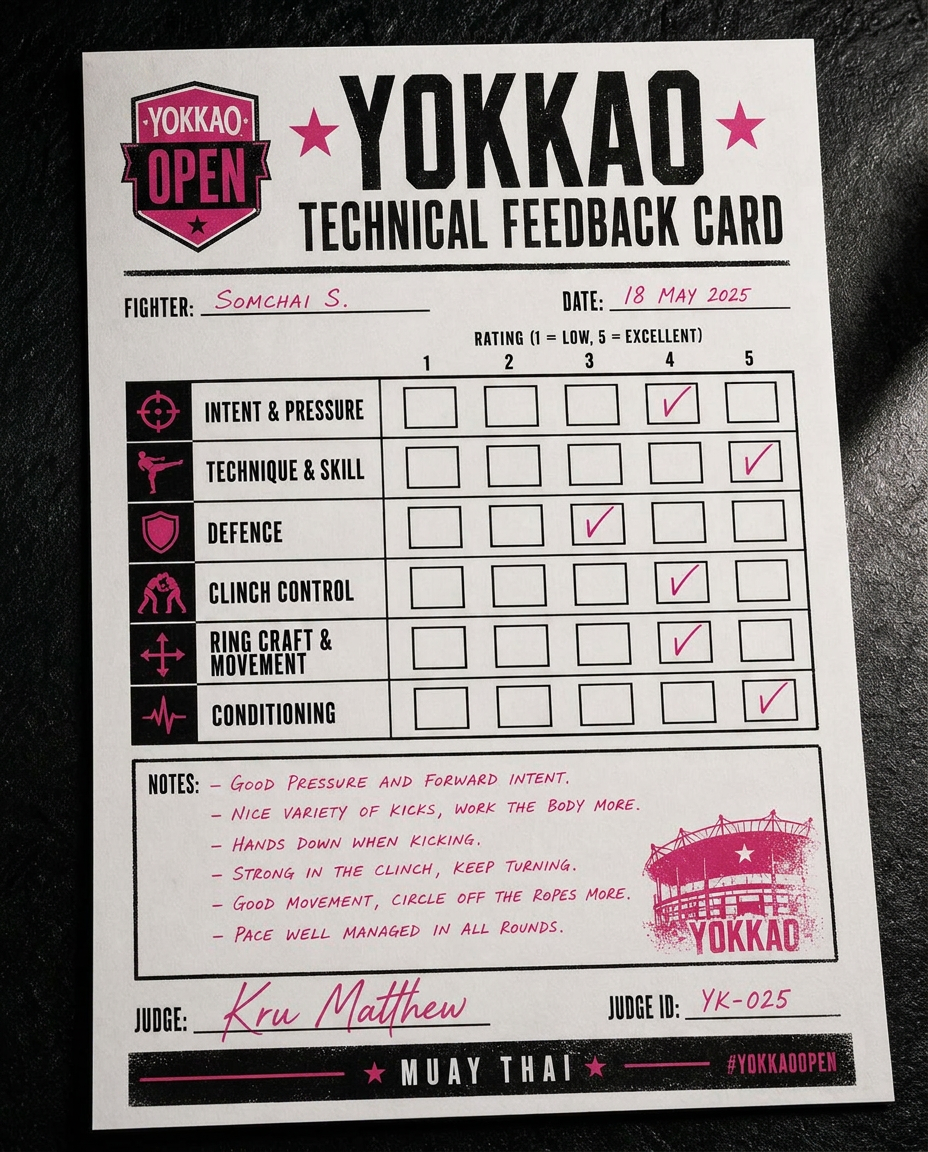 YOKKAO OPEN technical feedback card