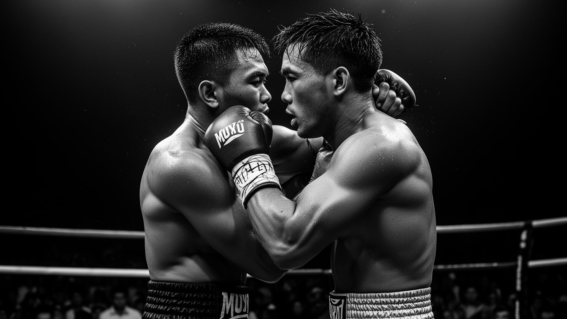 Muay Thai fighters in the clinch